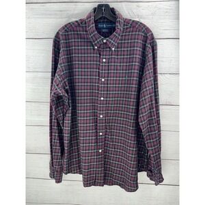 Polo Ralph Lauren Plaid Button Down Long‎ Sleeve Shirt Custom Fit Size X-Large